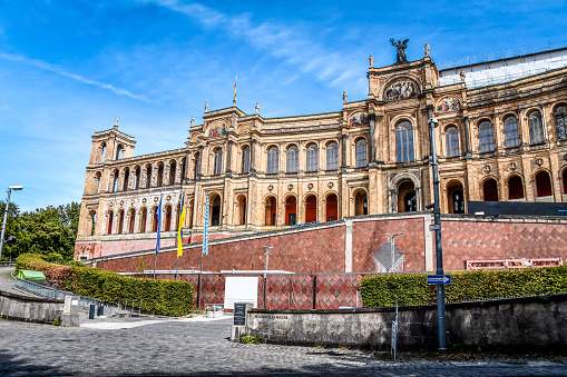 Low Angle View Of Maximilianeum In Munich, Germany