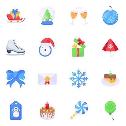 Add a festive touch to your work with these christmas icons. This pictographic pack designed with a simple clean, and fresh look. Flat vectors are easily editable, so you can change to give them a whole new appearance. This kit is ideal for helping you create your mobile or web projects in a fun and compelling way.