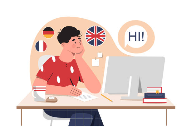 fremdsprache lernen - connect englischer begriff stock-grafiken, -clipart, -cartoons und -symbole