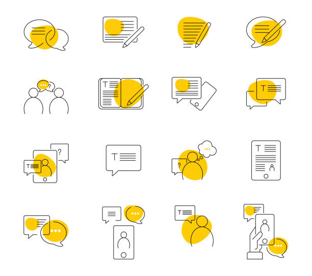 Set of FAQ icons Set of FAQ icons. Collection of graphic elements for website. UI and UX design, interface for webpage, applications and programs. Cartoon flat vector illustrations isolated on white background essay writing stock illustrations