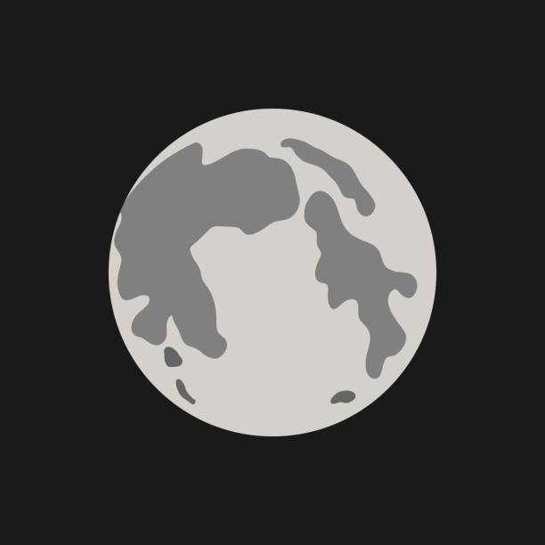istock Full moon in the night sky, flat illustration. Clipart, hand-drawn cartoon. 1440599431