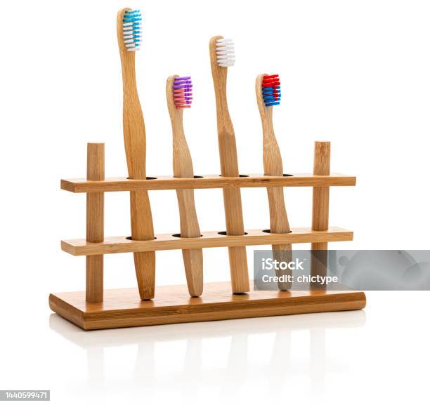 Bamboo Toothbrushes Stock Photo - Download Image Now - Bamboo - Material, Biodegradable, Blue