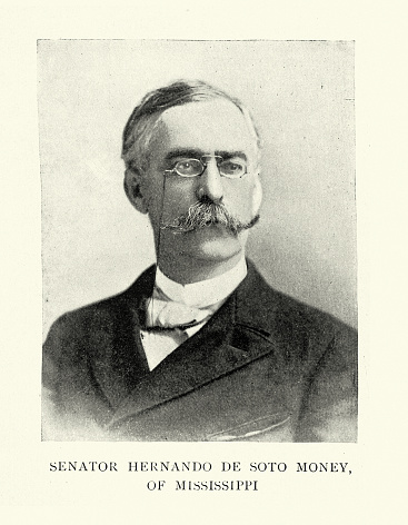 Vintage illustration after a photograph of  Senator Hernando DeSoto Money an American politician from the state of Mississippi, 1890s, 19th Century