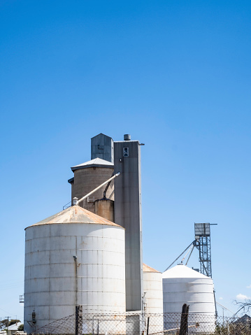 Close up of wheat silos in rural Victoria