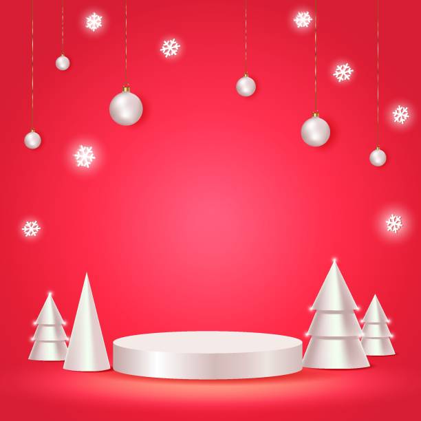 istock Merry Christmas sale promotion poster banner with product display 1440604056