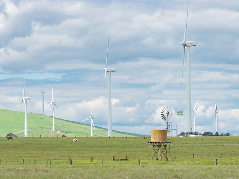 Waubra Wind Farm and farmland in rural Victoria