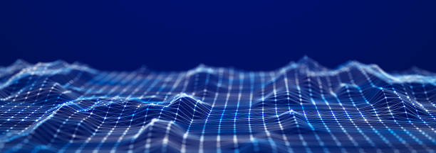 istock Sci-fi background. Digital landscape with dots and lines. Cyberspace grid. Background concept for your design. 3d 1440606569