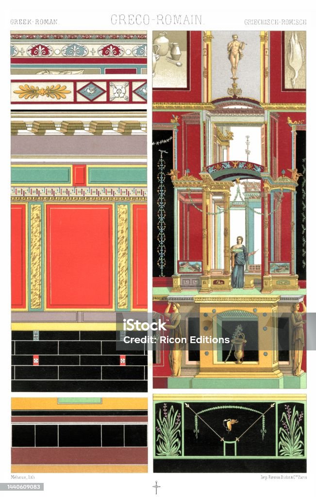 Muster Römisch Griechischrömisch Wandmalereien Farbige Basreliefs Ihre Simulation ...
