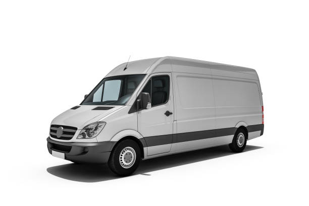 grey colored van in front of white background