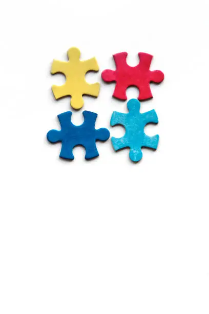 Autism Awareness Day, World Autism Day, frame with puzzle pieces, copy-space. Banner, wallpaper, background for flyer or poster. Health Care Awareness campaign design.