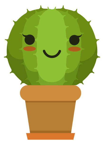 istock Smiling cactus. Happy home green plant. Cartoon succulent 1440616088