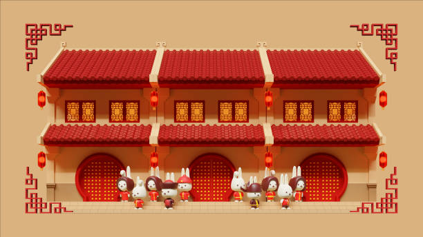 istock Chinese New Year Of Rabbit Copy Space With 3D Render Illustration 05 1440618854