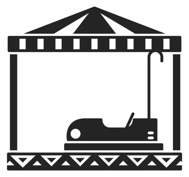 Vector illustration of Bumper car attraction black icon. Funfair ride