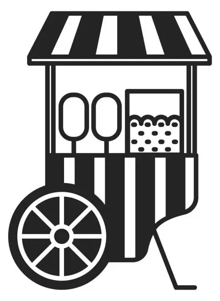 Vector illustration of Street food stand. Carnival pocorn cart icon