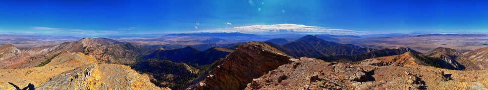 Deseret Peak views hiking by Oquirrh Mountain Range Rocky Mountains, Utah. United States.
