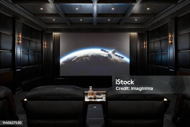 Private Luxury Home Cinema Room Stock Photo - Download Image Now - Entertainment Center, Movie Theater, Movie