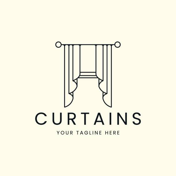 curtains line art style logo vector template illustration design curtain line art style logo vector template illustration design opera stock illustrations