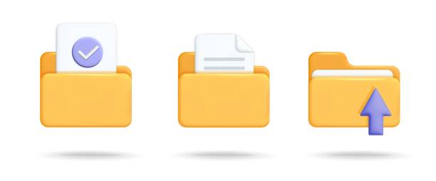 istock 3d vector collection of yellow file folders with paper sheets icons design 1440641482