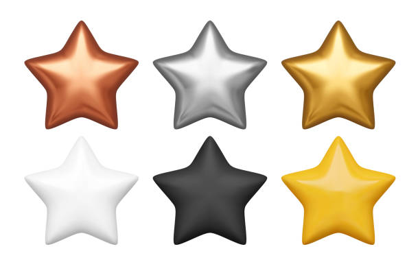 Realistic vector stars set. Golden, bronze and silver stars illustration. Realistic vector stars set. Golden, bronze and silver stars illustration silver medal stock illustrations