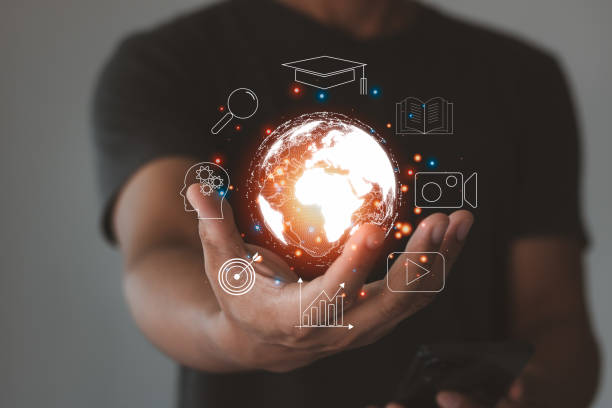 istock Man hand showing the Technology Internet, multimedia, Storage Network connection Concept, And a large database of big data Through internet technology. E-learning, online study. 1440644234