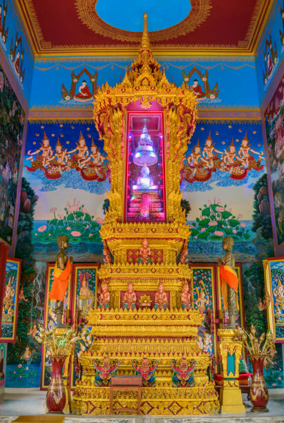 Interior of a temple at Wat Khao Rang temple stock photo
