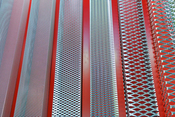 metal wire gutter guard mesh samples - bewaken stockfoto's en -beelden