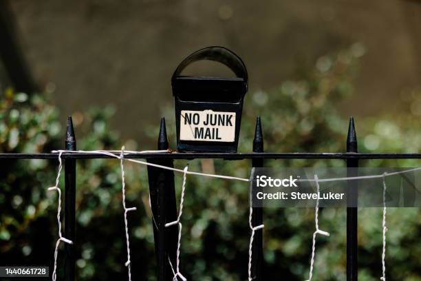 Metal Mailbox On A Metal Fence Stock Photo - Download Image Now - Antique, Australia, Black Color