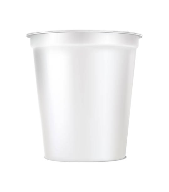 istock realistic vector icon. White yogurt cup package. Farmer food mockup. isolated on white background. 1440662772