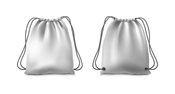 istock realistic set of vector icons. White sport backpack with handles. is front and back view. 1440665180
