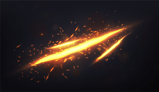 Fire Cut Brignt Fire Cuts On The Black Background With Flares And Sparkles Stock ...