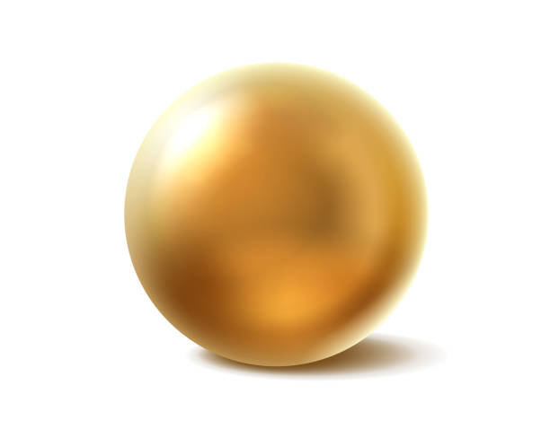 ilustraciones, imágenes clip art, dibujos animados e iconos de stock de icono vectorial realista 3d. bola de oro, perla dorada o burbuja. aislado sobre fondo blanco. - sphere glass bubble three dimensional shape