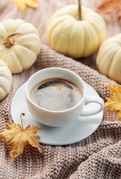 istock White pumpkins, coffee and autumn leaves 1440669537