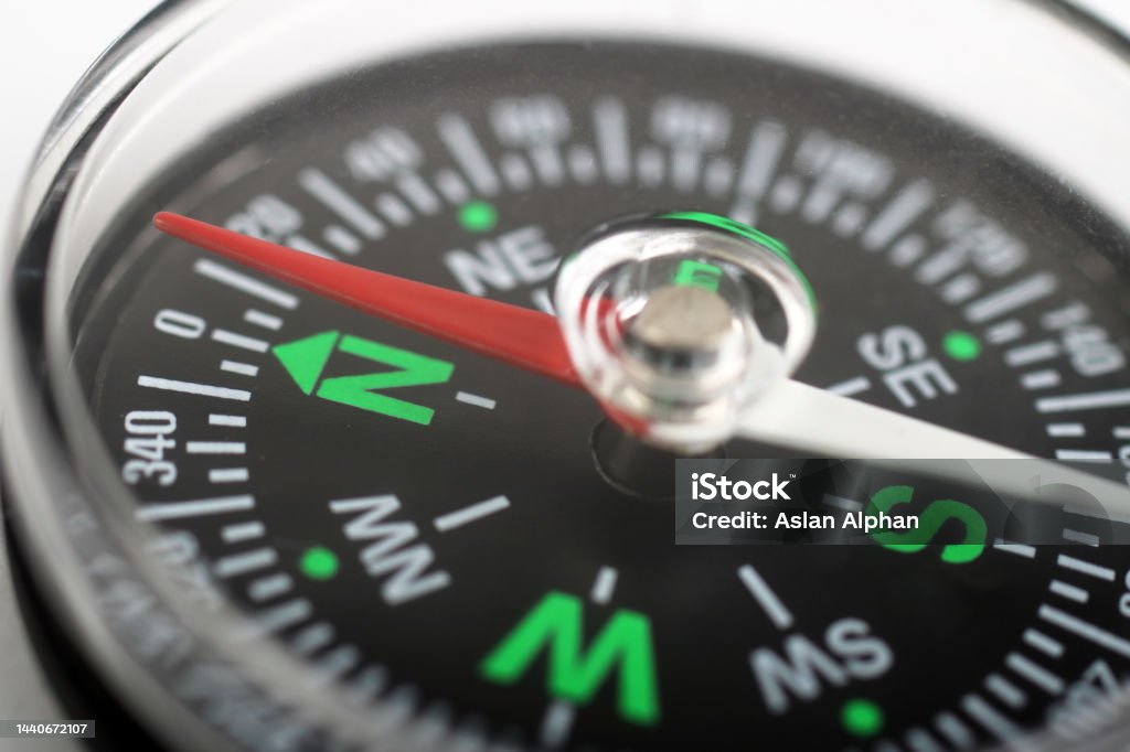 Close-up compass. Direction Stock Photo