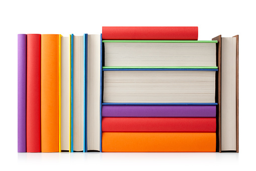 Stack of books isolated on white background. Photo with clipping path.