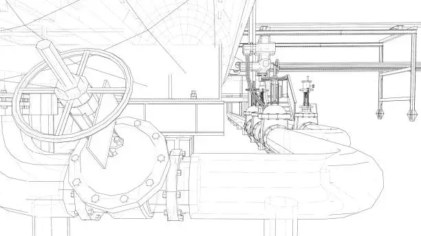 Vector illustration of Sketch of industrial equipment. Vector