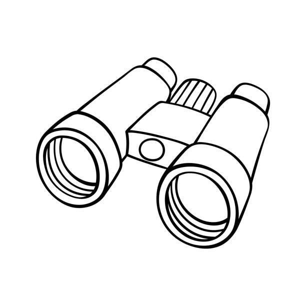 双眼鏡の分離型ベクターイラスト。デザイン、カバーなどのかわいい細い線のアイコン。 - binoculars point of view点のイラスト素材／クリップアート素材／マンガ素材／アイコン素材