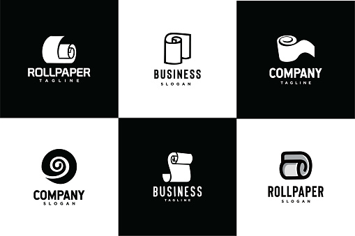 Set of Paper Roll Logo design vector stock
