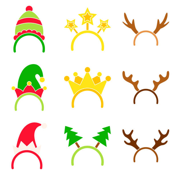 istock Set of Christmas headband in flat style isolated 1440683809