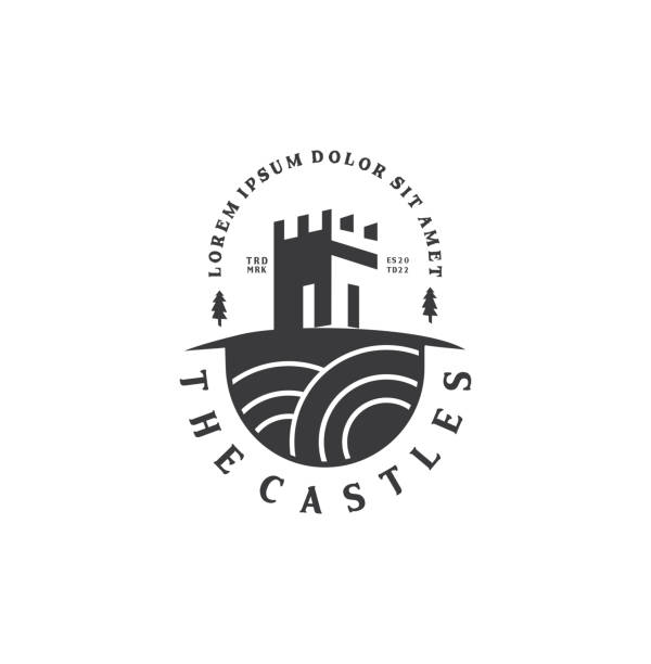 schloss logo vorlage gebäude design vektor illustration der festung - kensington palast stock-grafiken, -clipart, -cartoons und -symbole