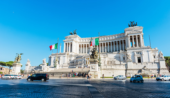 Rome, Italy - June 29, 2019: Monument of Vittorio Emanuele II (or Altare Della Patria) in Venezia Square (Piazza Venezia). Rome, Italy.