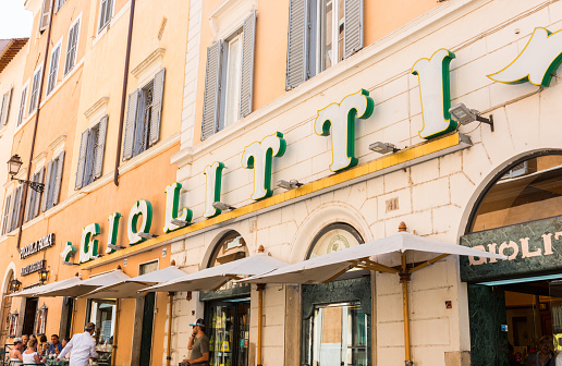 Rome, Italy - June 30, 2019: Giolitti ice cream shop in Roma. Rome's famous gelato shop.