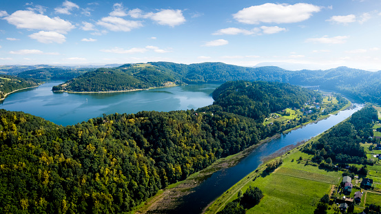Vacations in Poland - Rożnowskie Lake with a water dam on the Dunajec River