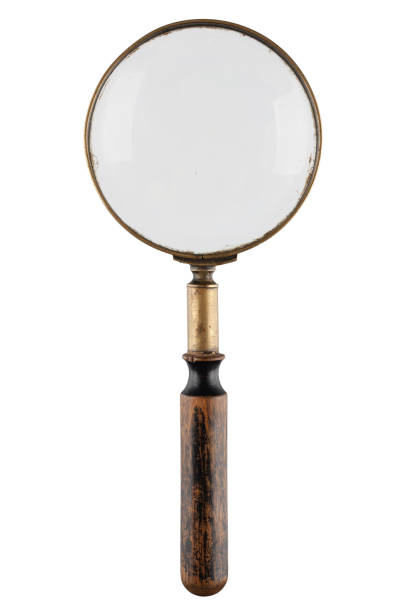 Retro vintage magnifying glass isolated on white background