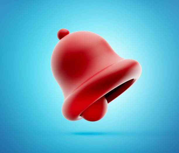 istock 3d Red notification bell icon isolated on Blue background. 3d illustration 1440694742