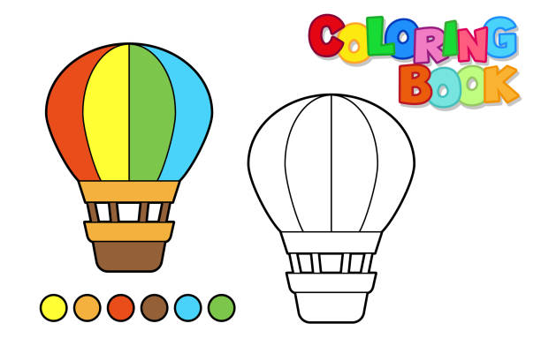 istock Vector illustration of a retro aerostat transport. Coloring book for children. Simple level 1440696533