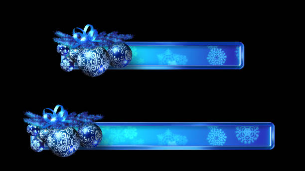 Christmas ornament bell neon lighting sign on black snowy wall, 3d render.