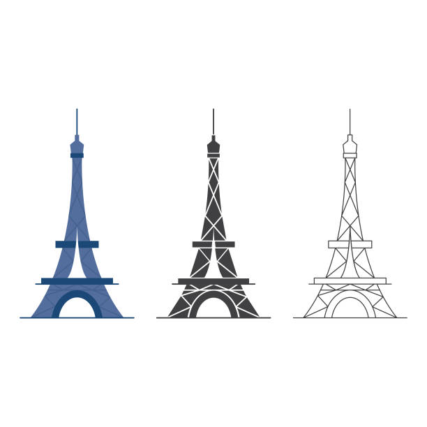 ilustrações de stock, clip art, desenhos animados e ícones de eiffel tower icon set vector design. - paris square architecture travel destinations urban scene