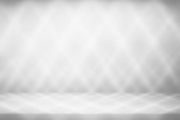 istock Stucco Table and White Stucco Wall Texture Background with Zig Zag Light Beam and Shadow, Suitable for Product Presentation Backdrop, Display, and Mock up. 1440703446