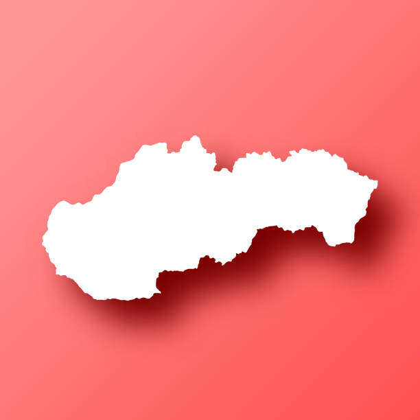 slovakia map on red background with shadow - slovakia stock illustrations