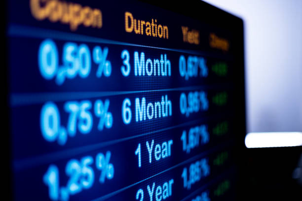 Screen with rising interest rates.